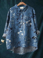 Blus med blommönster