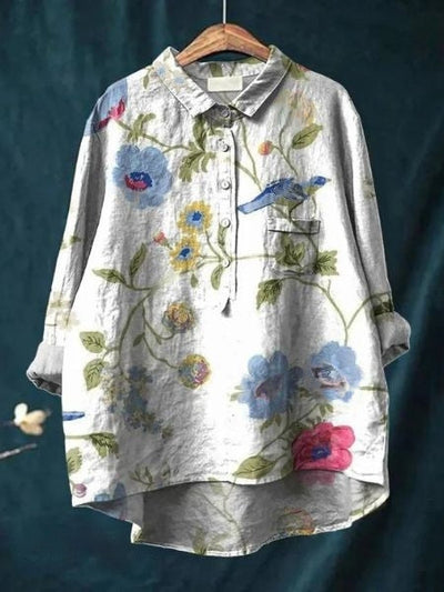 Blus med blommönster