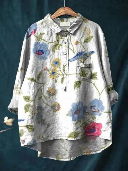 Blus med blommönster