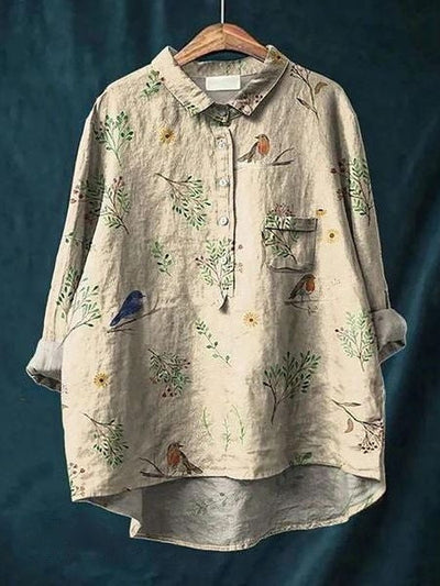 Blus med blommönster