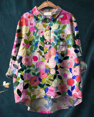 Blus med blommönster