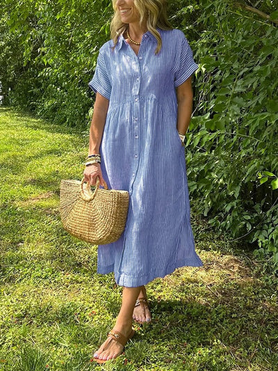 Megan midiklänning med ränder
