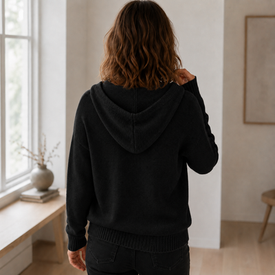 Wiebke stickad jacka med huva – tjock och varm