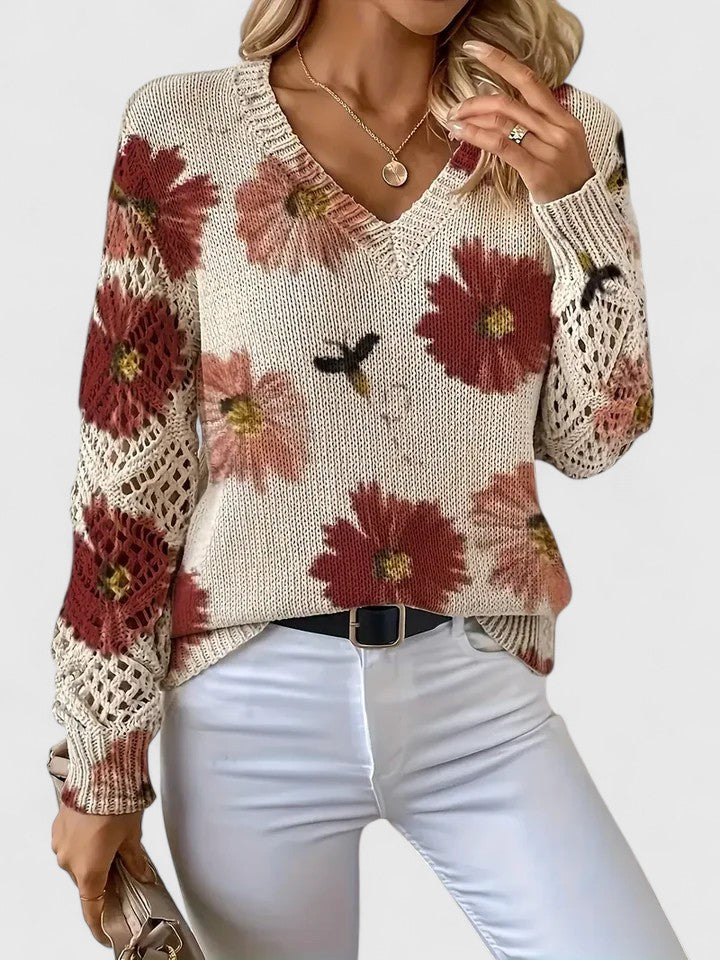 Liza elegant kofta med blommönster