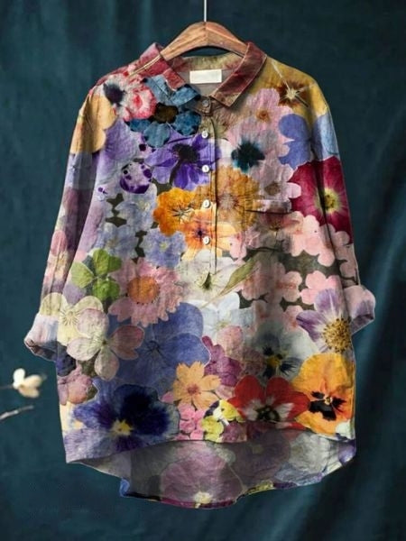 Blus med blommönster