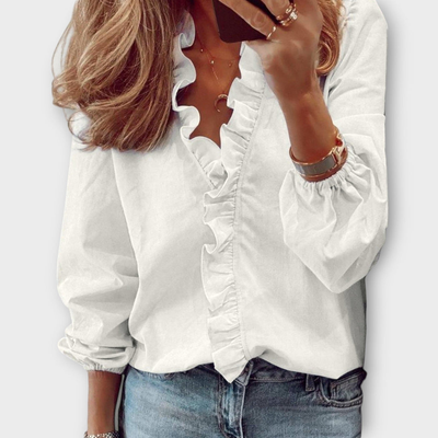 Karla blus med v-ringning