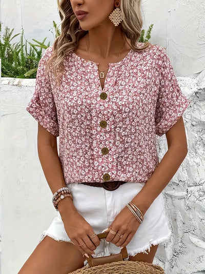 Verna blus med blommönster