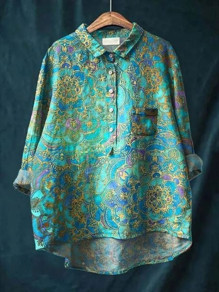 Blus med blommönster