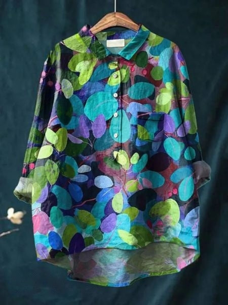 Blus med blommönster