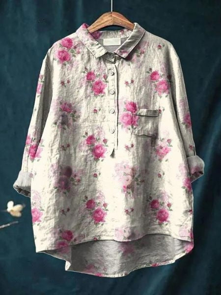Blus med blommönster