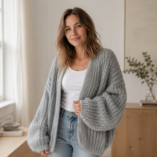 Maja grovstickad kofta – oversized och öppen