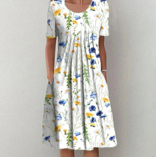 Tamara midiklänning med blommönster