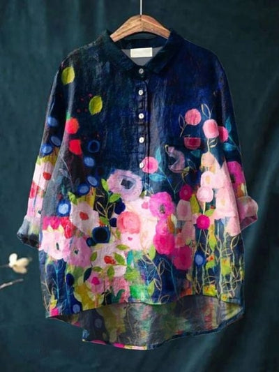 Blus med blommönster
