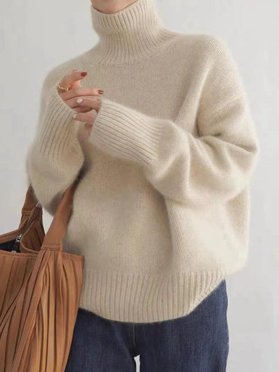 Doris stickad tröja i stickat – beige