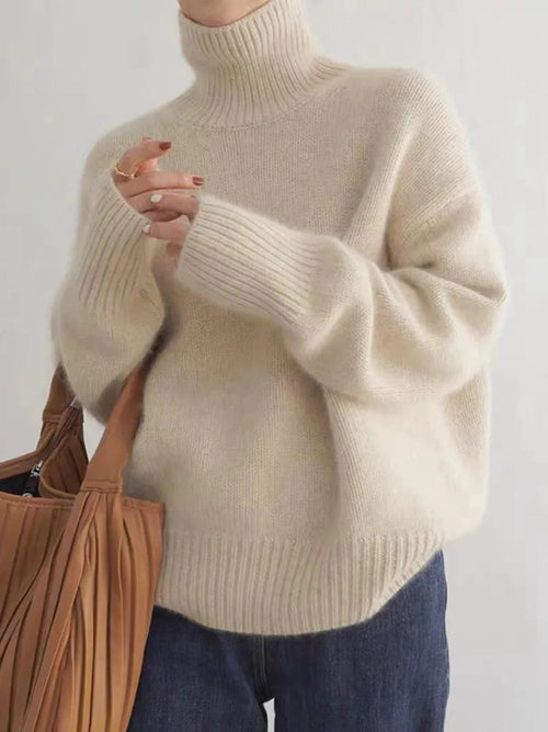 Doris stickad tröja i stickat – beige