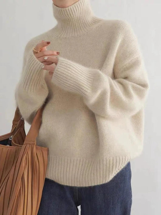 Doris stickad tröja i stickat – beige