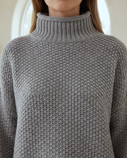 Camille grovstickad polotröja – grå