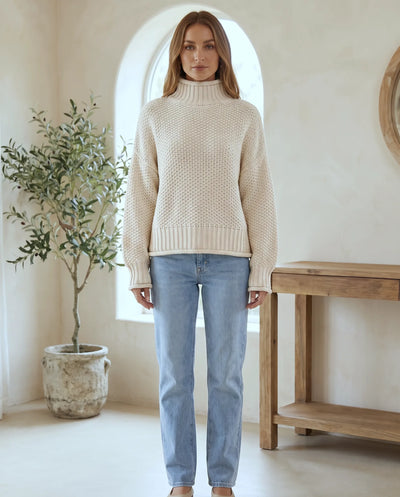 Camille grovstickad polotröja – vit