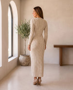 Colette kabelstickad maxiklänning – beige