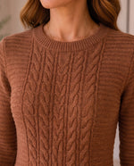 Colette kabelstickad maxiklänning – brun