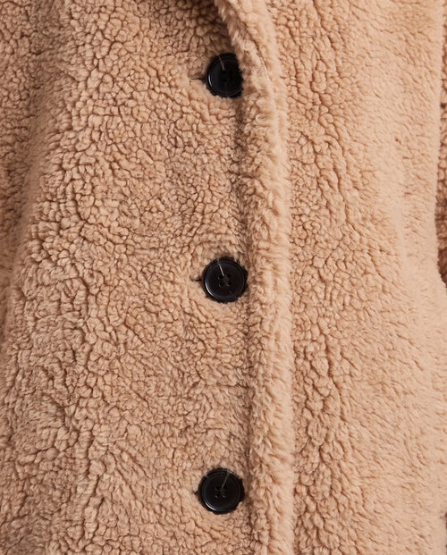Delphine lång teddykappa – khaki