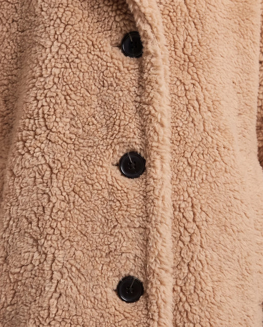 Delphine lång teddykappa – khaki