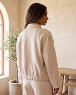 Hadley skjortjacka i mockalook – oversized – beige