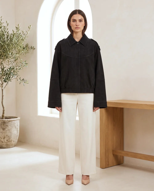 Hadley skjortjacka i mockalook – oversized – svart