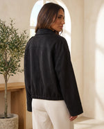 Hadley skjortjacka i mockalook – oversized – svart