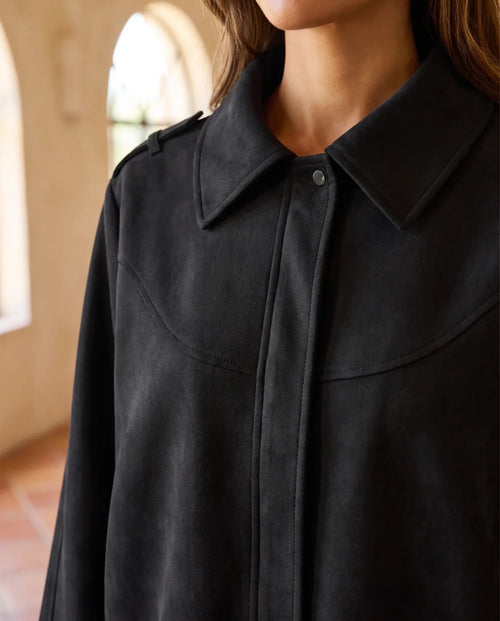 Hadley skjortjacka i mockalook – oversized – svart