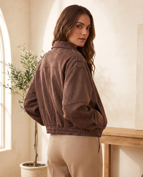 Hadley skjortjacka i mockalook – oversized – chokladbrun