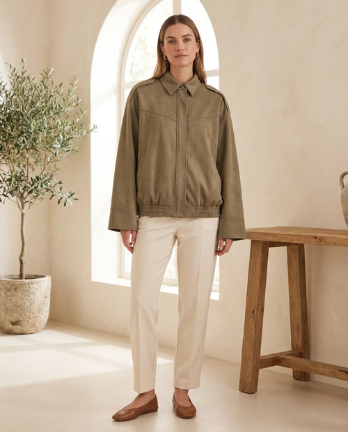 Hadley skjortjacka i mockalook – oversized – grön