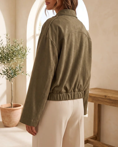 Hadley skjortjacka i mockalook – oversized – grön