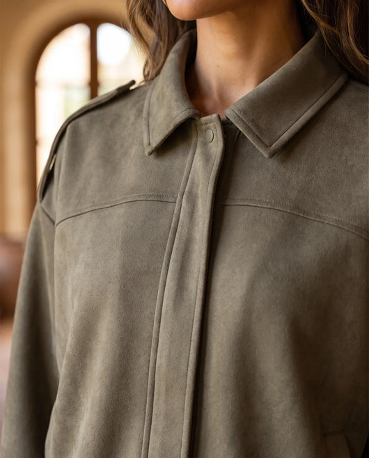 Hadley skjortjacka i mockalook – oversized – grön