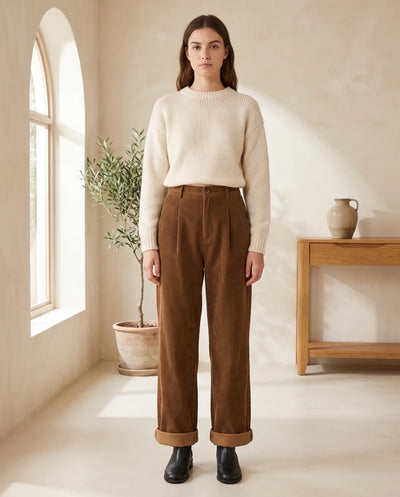 Tilda vida manchesterbyxor – hög midja – brun
