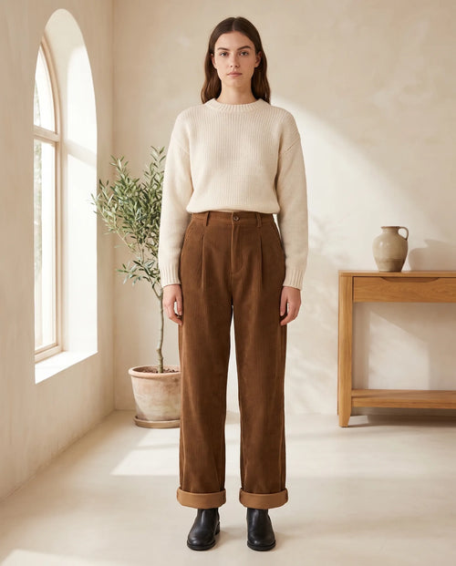 Tilda vida manchesterbyxor – hög midja – brun