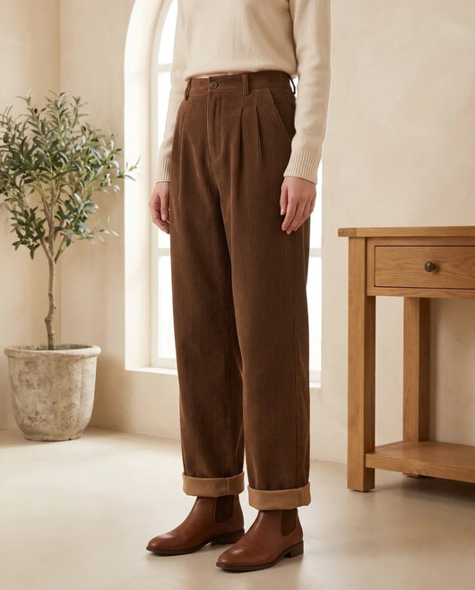 Tilda vida manchesterbyxor – hög midja – brun