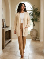Juniper grovstickad kofta – kabelmönster – beige