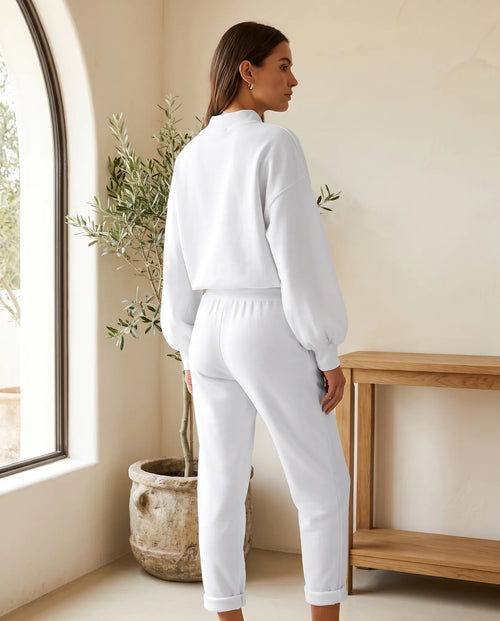 Cleo stickat set med byxor – vit