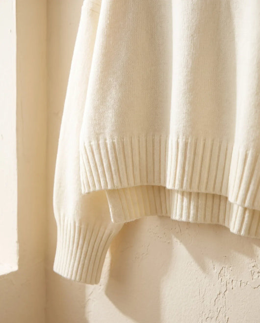 Lyra stickat set med vida byxor – creme