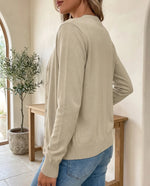 Odette finstickad kofta – V-ringning – khaki