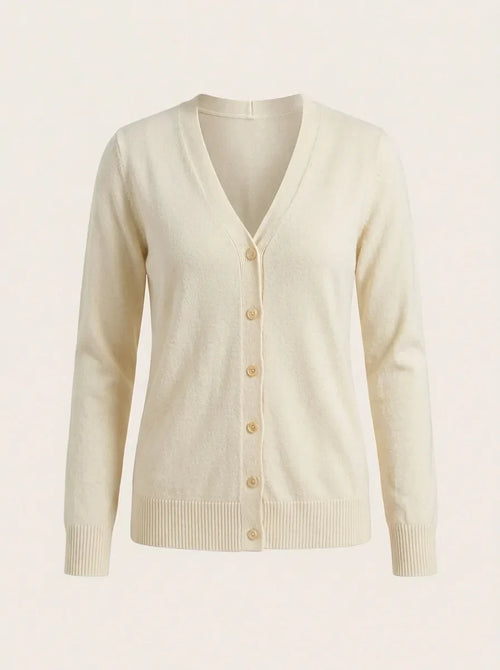 Odette finstickad kofta – V-ringning – vit