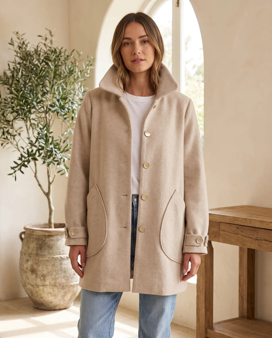 Margot lång kappa – oversized – havrebeige