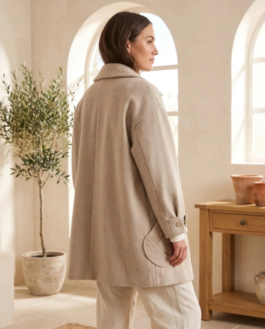 Margot lång kappa – oversized – havrebeige