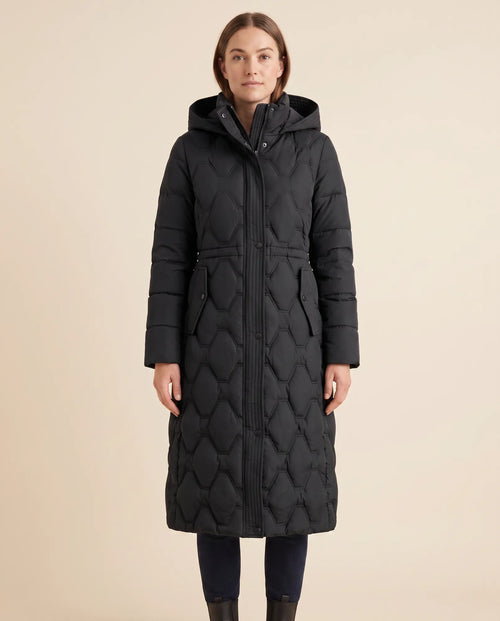 Cora lång kviltad kappa med huva