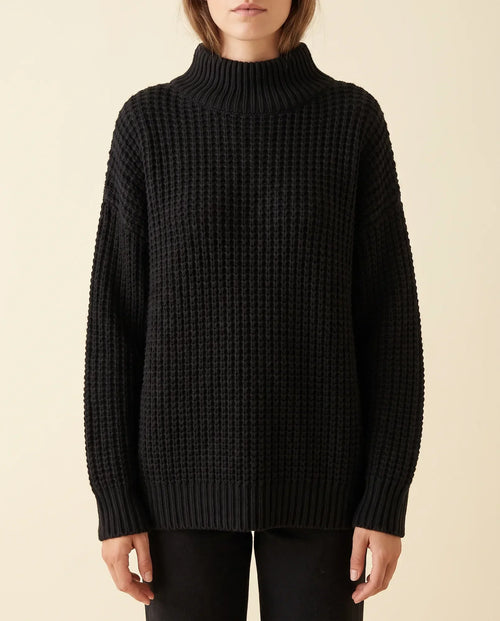 Fern grovstickad polotröja – oversized
