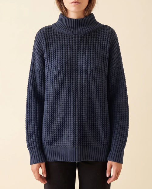 Fern grovstickad polotröja – oversized