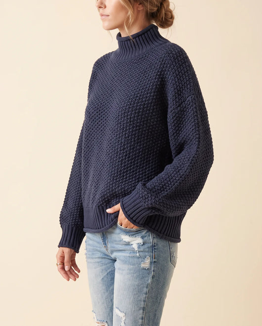 Fern grovstickad polotröja – oversized