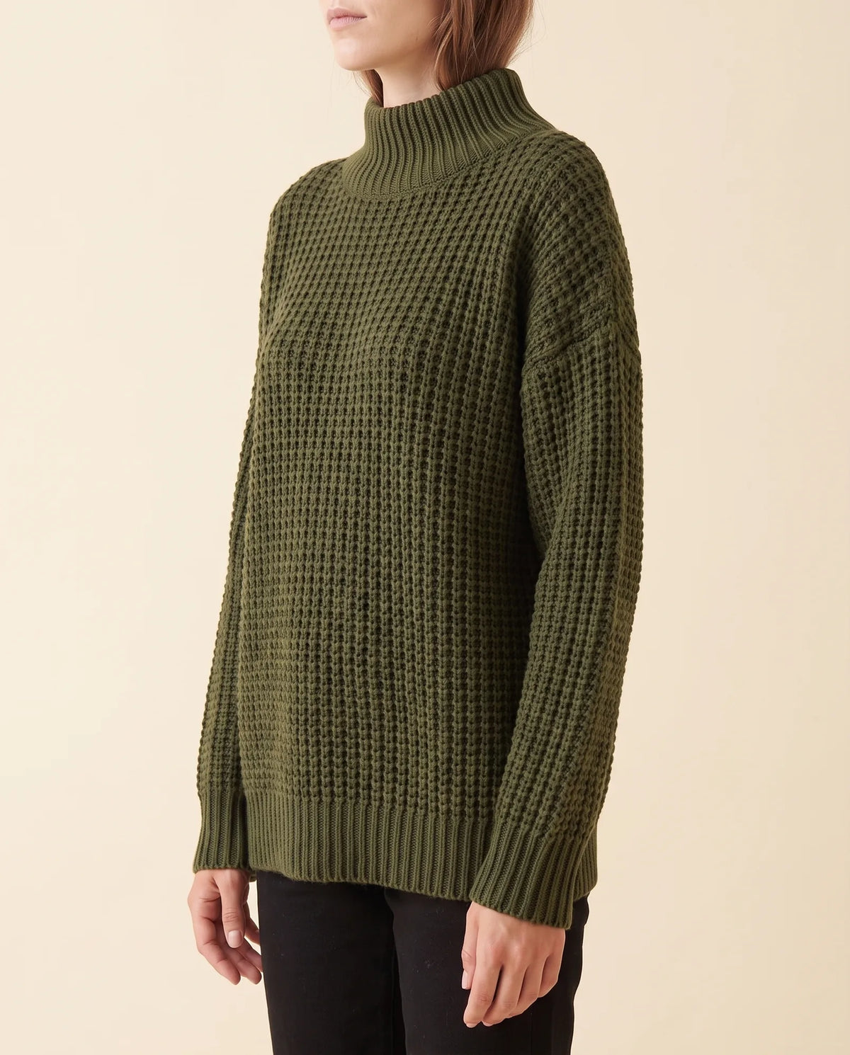 Fern grovstickad polotröja – oversized