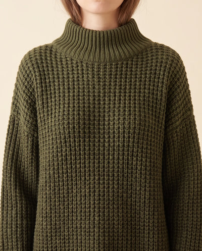 Fern grovstickad polotröja – oversized